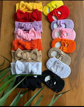 Kız Bebek Çorap Bandana Set