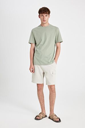 DeFacto New Regular Fit Bisiklet Yaka Basic Düz %100 Pamuk Kısa Kollu Tişört V7699AZ24AUGN1247