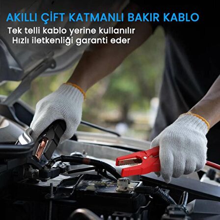 Avapow E5 Pro 12000mAh 2000A Jump Starter Taşınabilir Akü Takviye Kiti (Powerbank + LCD + LED Işık)  