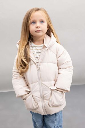 DeFacto Kız Bebek Su İtici Kapüşonlu Polar Astarlı Şişme Mont C5300A524AUER37