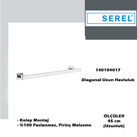 Serel Diagonal Uzun Havluluk Banyo Askısı Paslanmaz-Pirinç 140104017