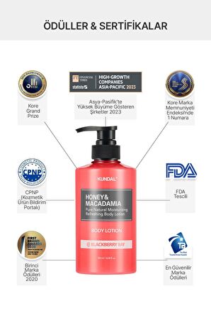 Nemlendirici ve Besleyici Vücut Losyonu Kundal Honey&Macadamia Pure Body Lotion500ml(Blackberry Bay)