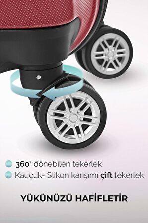 Polo&Sky Elmas Model Vişne Renk Orta Boy Valiz Bavul 