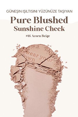 Pastel Tonlarda Sebum Dengeleyici Toz Allık Peripera Pure Blushed Sunshine Cheek (16 Acorn Beige)