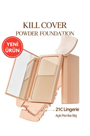 Hafif Yapılı, Pürüzsüz Mat Bitişli Pudra Fondöten CLIO Kill Cover Powder Foundation (21C Lingerie)