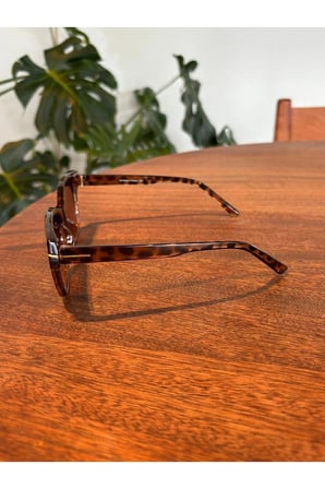 Rosa Leopar Degrade Kare Güneş Gözlüğü Cam UV400 Korumalı
