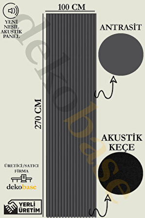 Antrasit Renk 100x270cm Yeni Nesil Akustik Duvar Paneli