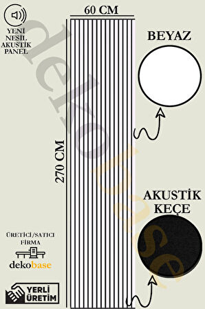 Beyaz 60x270 cm Yeni Nesil Akustik Ahşap Duvar Paneli