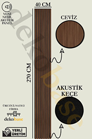 Ceviz 40x270 cm Yeni Nesil Akustik Ahşap Duvar Paneli