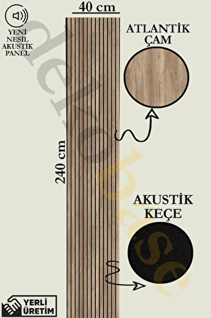 Atlantik Çam Renk 40x240cm Yeni Nesil Akustik Duvar Paneli