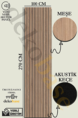 Meşe 100x270 cm Yeni Nesil Akustik Ahşap Duvar Paneli