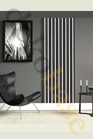 Antrasit-Beyaz 40x270 cm Yeni Nesil Akustik Ahşap Duvar Paneli