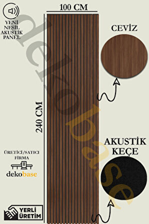 Ceviz Renk 100x270 cm Yeni Nesil Akustik Ahşap Duvar Paneli