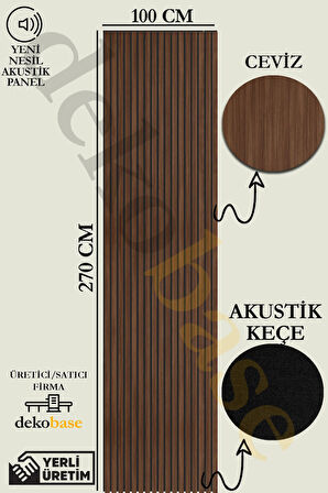 Ceviz 100x270 cm Yeni Nesil Akustik Ahşap Duvar Paneli