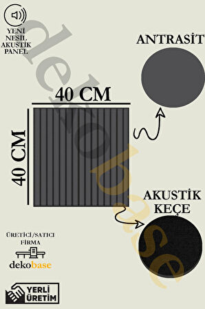 Antrasit (10 ADET) 40x40 cm Yeni Nesil Akustik Ahşap Duvar Paneli