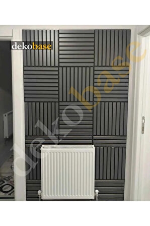 Antrasit (10 ADET) 40x40 cm Yeni Nesil Akustik Ahşap Duvar Paneli