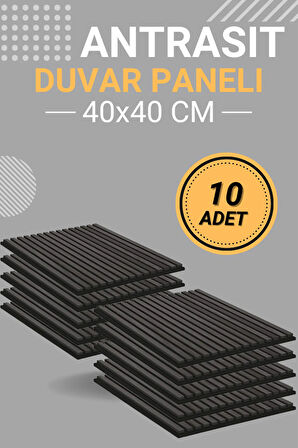 Antrasit (10 ADET) 40x40 cm Yeni Nesil Akustik Ahşap Duvar Paneli
