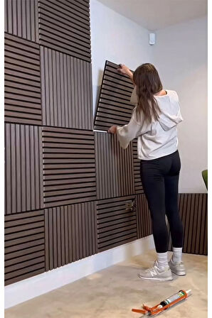 Ceviz (10 ADET) 40x40 cm Yeni Nesil Akustik Ahşap Duvar Paneli