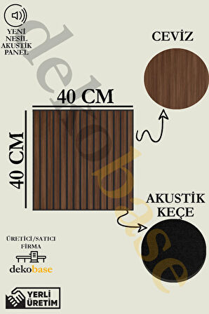 Ceviz (10 ADET) 40x40 cm Yeni Nesil Akustik Ahşap Duvar Paneli