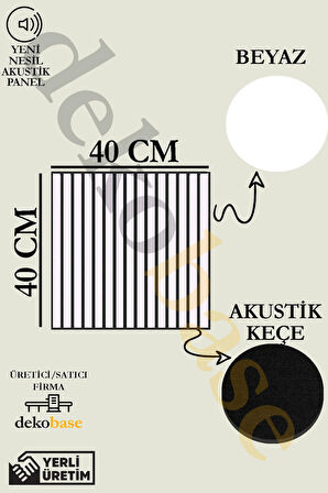 Beyaz (10 ADET) 40x40 cm Yeni Nesil Akustik Ahşap Duvar Paneli