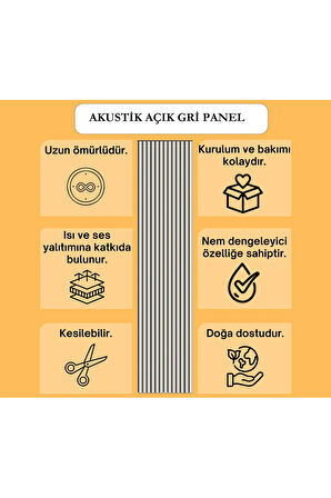 Açık Gri 100x240cm Yeni Nesil Akustik Duvar Paneli