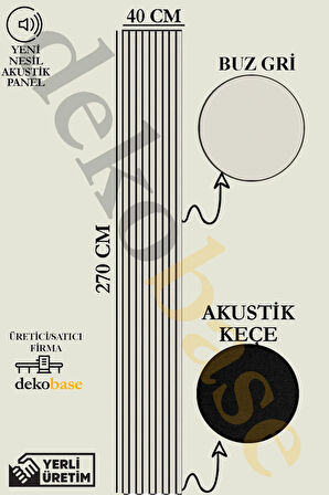 Açık Gri 40x270cm Yeni Nesil Akustik Ahşap Duvar Paneli