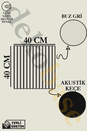 Açık Gri 40x40 cm Yeni Nesil Akustik Ahşap Duvar Paneli