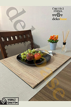 Meşe Renk Çok Amaçlı Koltuk Kenar Sehpası, Supla, Yemek Servis Altlığı