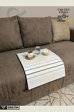 Beyaz Renk Çok Amaçlı Koltuk Kenar Sehpası, Supla, Yemek Servis Altlığı