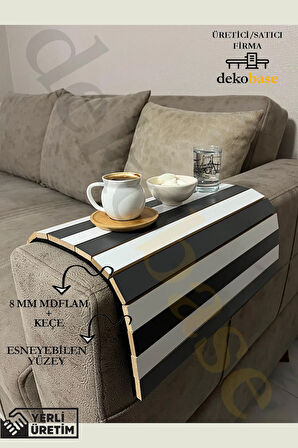 Antrasit-Beyaz Renk Çok Amaçlı Koltuk Kenar Sehpası, Supla, Yemek Servis Altlığı