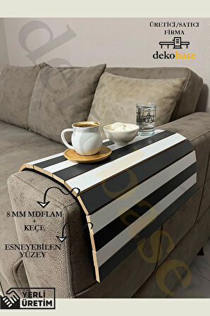 Antrasit-Beyaz Renk Çok Amaçlı Koltuk Kenar Sehpası, Supla, Yemek Servis Altlığı