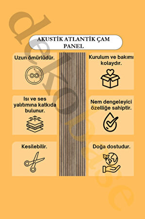 Atlantik Çam Renk 100x270 cm Yeni Nesil Akustik Ahşap Duvar Paneli