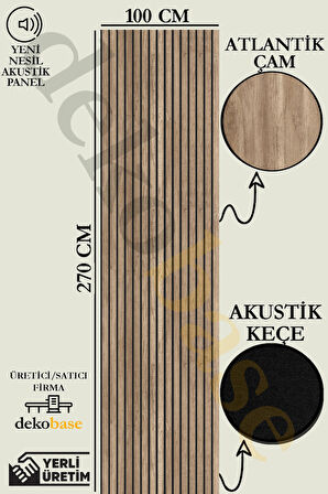 Atlantik Çam Renk 100x270 cm Yeni Nesil Akustik Ahşap Duvar Paneli