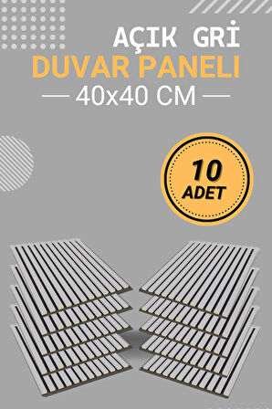 Açık Gri (10 ADET) 40x40cm Yeni Nesil Akustik Ahşap Duvar Paneli
