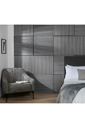 Açık Gri (10 ADET) 40x40 cm Yeni Nesil Akustik Ahşap Duvar Paneli