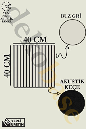 Açık Gri (10 ADET) 40x40cm Yeni Nesil Akustik Ahşap Duvar Paneli