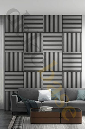 Açık Gri (10 ADET) 40x40cm Yeni Nesil Akustik Ahşap Duvar Paneli