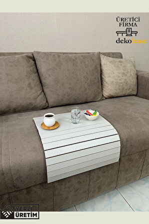 Açık Gri Renk Çok Amaçlı Koltuk Kenar Sehpası, Supla, Yemek Servis Altlığı