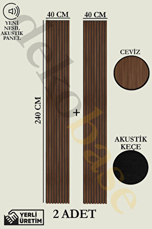 Ceviz (2 ADET) 40x240cm Yeni Nesil Akustik Ahşap Duvar Paneli
