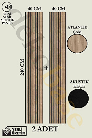 Atlantik Çam (2 ADET) 40x240cm Yeni Nesil Akustik Ahşap Duvar Paneli