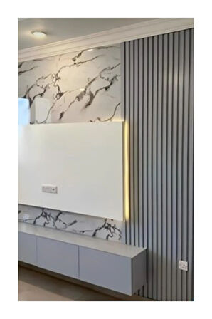 Açık Gri (2 ADET) 40x240cm Yeni Nesil Akustik Ahşap Duvar Paneli