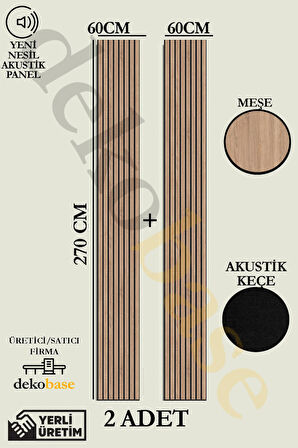 Meşe (2 ADET) 60x270 cm Yeni Nesil Akustik Ahşap Duvar Paneli