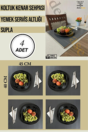 Antrasit (4 ADET) Çok Amaçlı Koltuk Kenar Sehpası, Supla, Yemek Servis Altlığı