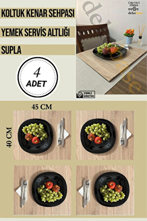 Meşe (4 ADET) Çok Amaçlı Koltuk Kenar Sehpası, Supla, Yemek Servis Altlığı