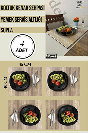 Atlantik Çam (4 ADET) Çok Amaçlı Koltuk Kenar Sehpası, Supla, Yemek Servis Altlığı