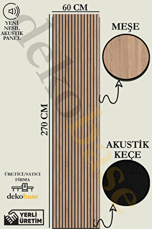 Meşe 60x270 cm Yeni Nesil Akustik Ahşap Duvar Paneli