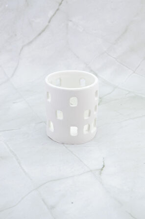 Mermer Desenli El Yapımı Beton Tealight Mumluk +4’lü MaxiTealight Kalemlik Tealightlık taş tozu
