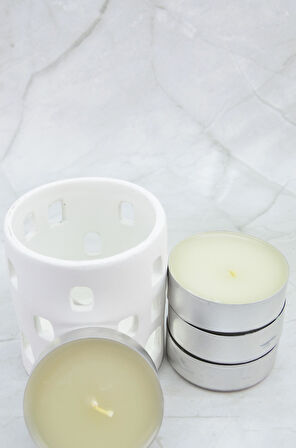 Mermer Desenli El Yapımı Beton Tealight Mumluk +4’lü MaxiTealight Kalemlik Tealightlık taş tozu