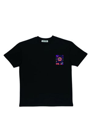 Lenithra Psychedelic Sırt Baskılı Unisex Oversize T-shirt Siyah / M