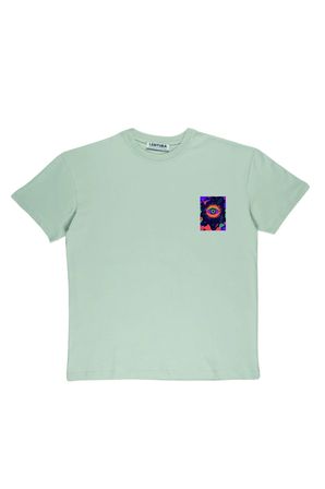 Lenithra Psychedelic Sırt Baskılı Unisex Oversize T-shirt Gri / S